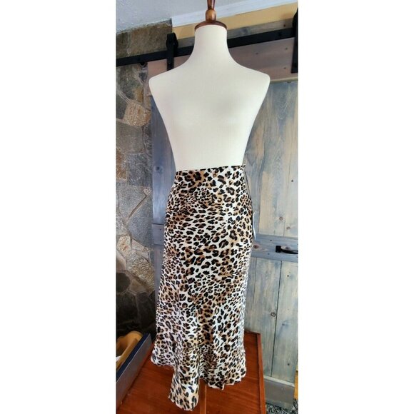 Revolve Majorelle Kara Skirt Leopard Print Lined Zip Size XXS $148